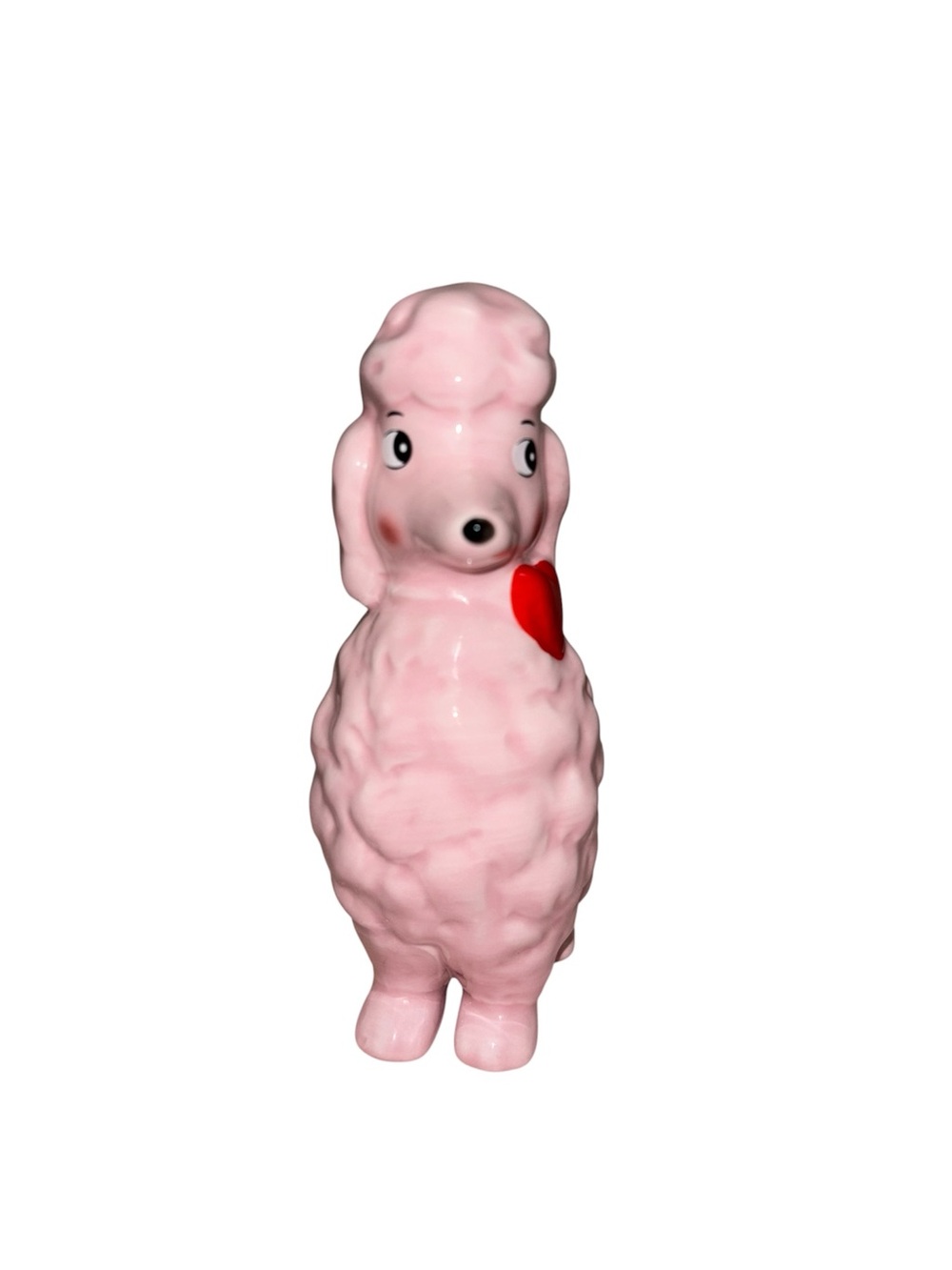 pink poodle ceramic figurine